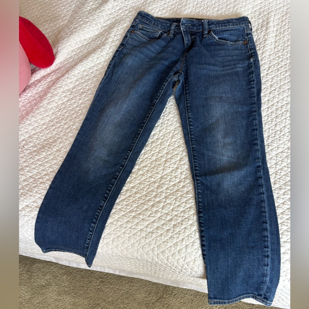 Lands end straight leg; low rise petite jeans